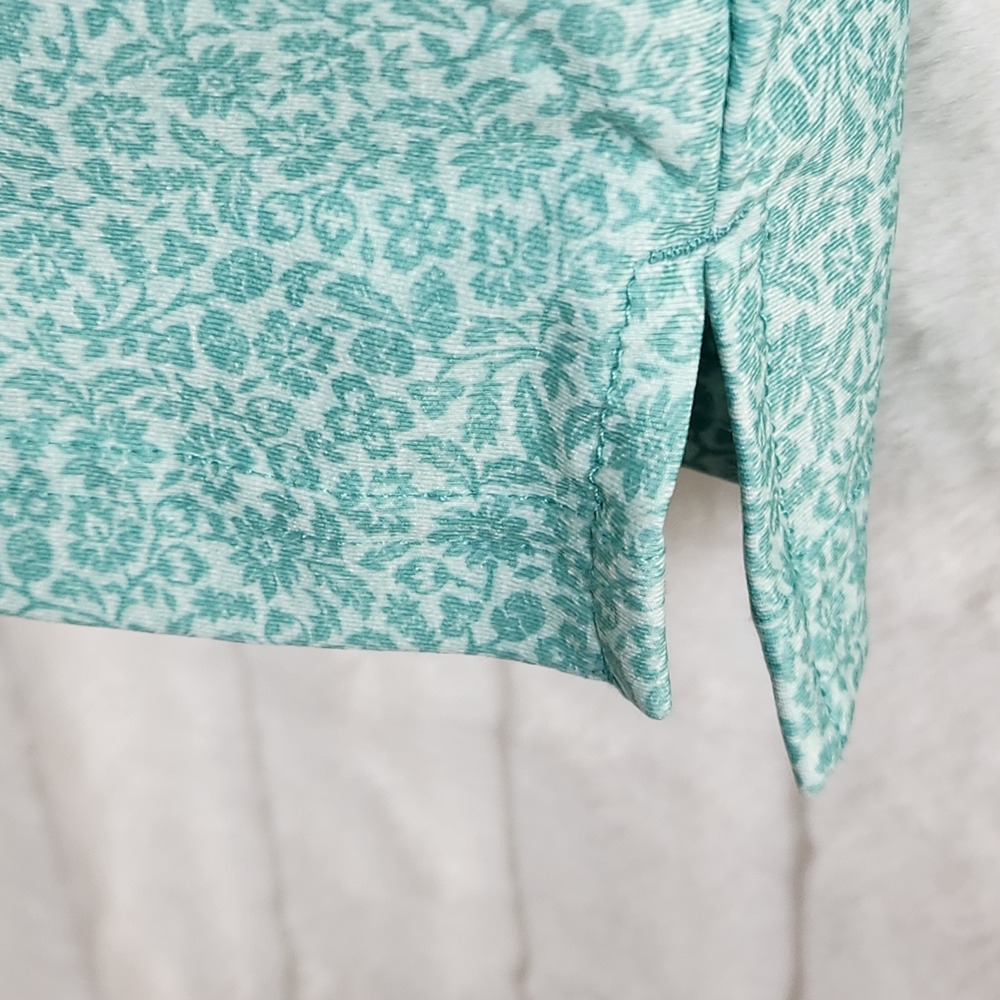 Hickey Freeman Golf Mens Teal Floral‎ Print Performance Polo Shirt Size Large L - Picture 7 of 9